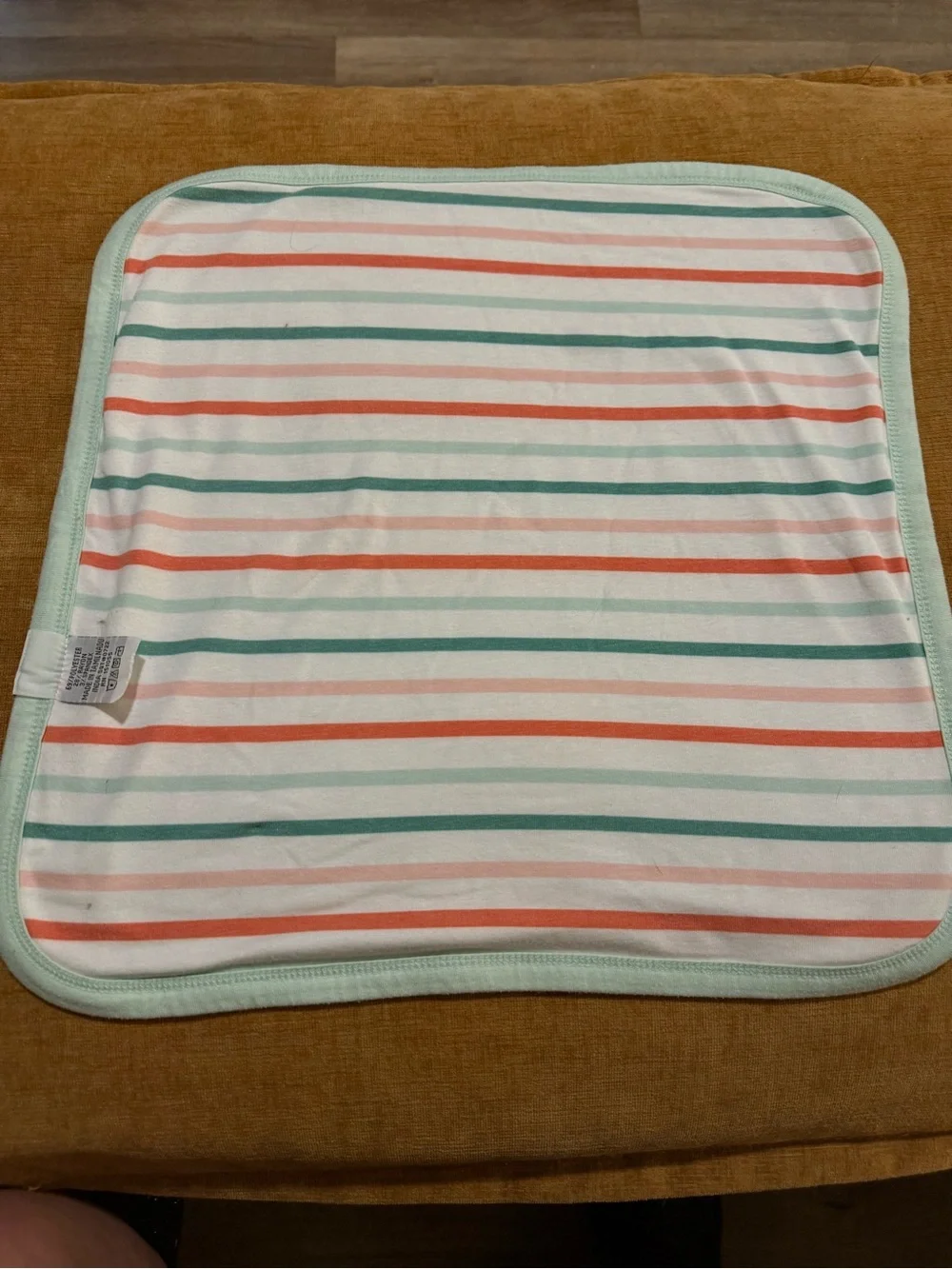 Kids Christmas Holiday Bib - Mint Trim Pink & Green Print
